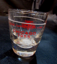 Next Level Basketball Academy NLBA Chicago 1955 Red Clear Bar Shot Glass picture