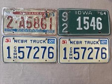 Vtg License Plates Lot Of 4 Nebraska (3) Iowa (1) Art Man cave Rustic  picture
