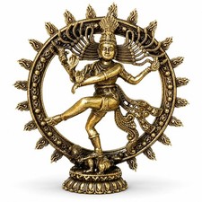 Brass Nataraja Idol Statue, Golden, 16 cm Height Handcrafted, Lord Shiva Dancing picture