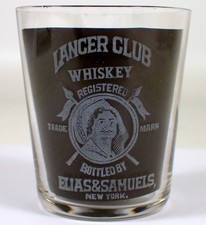RARE Antique Shot Glass Pre-Prohibition LANCER CLUB Elias & Samuels Acid Etched picture