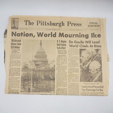 Newspaper Pittsburgh Press December 29 1969 Ike Dwight Eisenhower Death picture