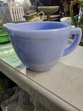 Vintage MaKee 2 Cup Measuring Picture In Delphite Blue Glass picture