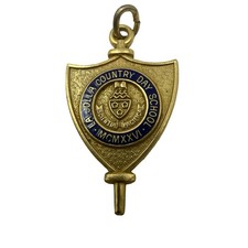 VTG Jostens La Jolla Country Day School Gold Blue Enamel Pendant San Diego picture