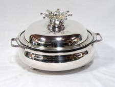English Silver Mfg. Co. Silverplate Covered Serving Bowl Dish w/ Pyrex Insert picture