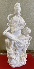 Vtg Prosperity Japan White Ceramic Geisha Girl Figurine Goddess Of Mercy Statue picture