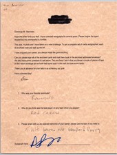 Alan Bannister Autographed Letter Handwritten Answers Rod Carew Gaylord Perry picture