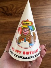 Vintage Showbiz Pizza Birthday Paper Party Hat Bear Billy Bob 80s Advertise picture
