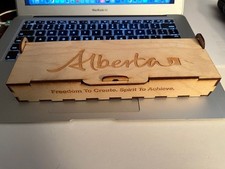 Vancouver 2010 Olympic  Alberta Wooden Pin Box that hold the 6 Different Pins picture