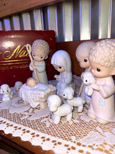 Vintage 1986 Precious Moments Enesco Nativity 9 Pc Set #104000 Original Box picture