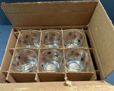 Vintage Esso Maritime Racing Flags Barware Set 6 Lowball Glasses New Libby Box picture