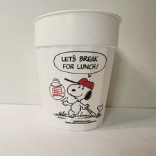 Vtg Let's Break For Lunch Oscar Mayer Promotianal Snoopy Peanuts Plastic Cup picture