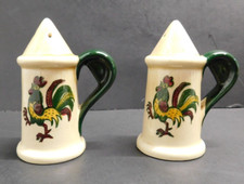 Metlox Poppytrail Rooster Salt & Pepper Shakers Vintage Provincial Green picture
