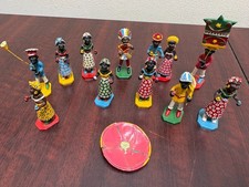 Vintage Marliete Caruaru Brazilian Fold Art Clay Figurine Maracatu 11pc Set picture