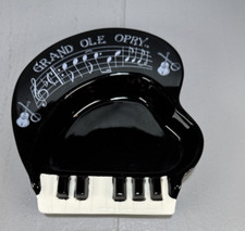 Vtg Sarsaparilla Deco Designs? Piano Ashtray 1980s Grand Ole Opry Musical Notes picture