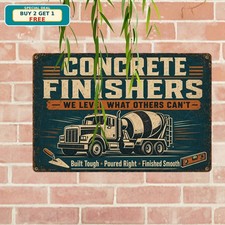 Concrete Finisher Slogan Cement Mixer Truck Typography Retro Industrial Sign Art picture