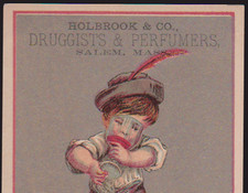 1880's  SALEM, MASS TRADE CARD, HOLBROOK & CO, DRUGGISTS & PERFUMERS,  V931 picture