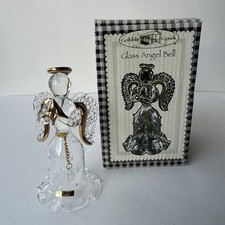Cobble Creek Clear Glass Angel Bell Figurine Goldtone Angel Cherry Dale Farm picture