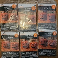 Lot Set of 6 Pumpkin Faces Leaf Bags 45