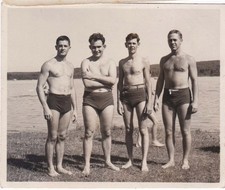 Vintage photo - Four shirtless buds - Beached, Bulged, Briefed - Gay interest picture