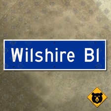 Los Angeles California Wilshire Boulevard Blvd street road sign 1973 20x6 picture