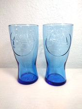 McDonalds Cobalt Blue Retro 1961 Double Arch Soda Fountain Set Drink Glasses x 2 picture