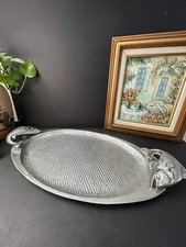 1970s Wilton Tray Bruce Fox Designed Fish Handles Cast Armetale Platter USA picture