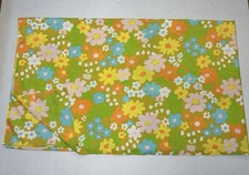 Vintage 70s Queen Flat- Groovy Retro Flower Power Floral Sheet MCM- EXC. picture