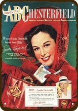 1948 CHESTERFIELD CIGARETTES Vintage Look REPLICA METAL SIGN - SUSAN HAYWARD picture