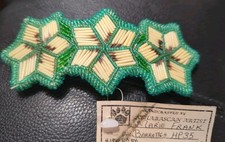 Vintage Native Southhwest Bead Porcupine Quills Leather Hair Fashion Barrette picture