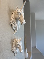 3D printed Unicorn Head XL Edition. Hanging Wall Art Display. White. 6x6.5x11 In picture