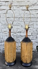 Vintage 1960s Italian Ceramic Palm Tree Table Lamps Pair picture