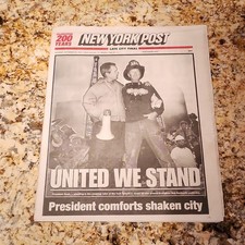 New York Post United We Stand Edition Collectible Newspaper September 15, 2001 picture