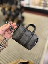 coach Mini Trekker Bag Charm In Signature Canvas Gunmetal/Charcoal/Black cbk63 picture