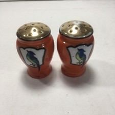 Vintage Ceramic Orange Salt & Pepper Shakers Japan Bird Colorful Small picture