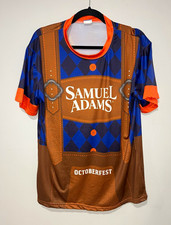 Samuel Adams Oktoberfest Beer Short Sleeve Shirt Brown Blue Orange picture