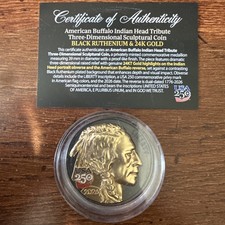2026 Indian Head Buffalo Nickel Tribute 24K Gold & Black Ruthenium picture