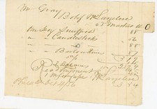 1856 Philadelphia Merchant Invoice  Wm. Langlee  Candlestick & Snuffers Receipt picture