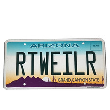 Vtg Arizona RTWEILR Metal License Plate Y2K Grand Canyon State Mountains Cactus picture