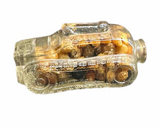 T. H. Stough Company UNOPENED Candy Pellets Clear Glass Army Tank, With Label picture
