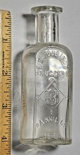 Rare 1878 DANVILLE, ILLINOIS Medicine/Prescription Bottle E.E. BOUDINOT DRUGGIST picture