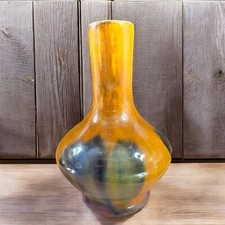 Vintage USA Pottery Bud Vase Small Brown Drip Glaze Ceramic Vase Multicolor VTG picture