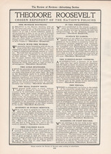RARE Original 1904 Theodore Roosevelt Political Campaign Platform - Vtg Print Ad picture