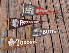 Vintage 1940s New York Felt Pennant Souvenir Lot Of 4 Buffalo Toronto Rochester picture