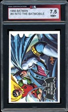 1966 TOPPS USA BATMAN BLACK BAT #8 Into The Batmobile KSA 7.5 NM + picture