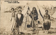 Native American Indian Children North Platte NE NP Girls c1909 RPPC Postcard bhn picture