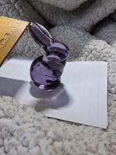 Fenton Handmade Purple Glass Rabbit Figurine, Handmade Glass Animal Figure picture