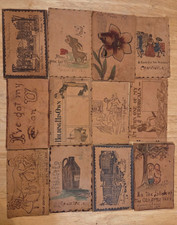LOT 12Vtg 1900s 1910s Antique LEATHER POSTCARDS Greeting Humor Romance NEW YORK picture