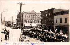 July 4th 1915 Parade w Stores Baldwinsville NY New York RPPC Photo Postcard COPY picture