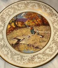 Vintage GORHAM Norman Rockwell Autumn Reflections Collectors Plate Four Seasons  picture