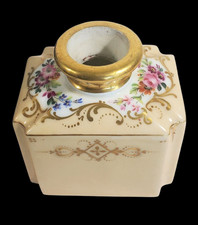 19th C. Hand Painted Old Paris Porcelain Perfume Bottle Decanter Florals Gilt picture